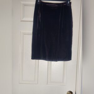 Joan&David 46/12 Brown Velvet Pockets Zipper Lined Women Pencil Midi Skirt ITALY